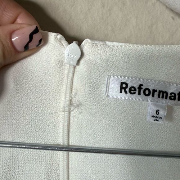 Reformation Weslan Mini White Dress Ivory Size 6 - Picture 9 of 10